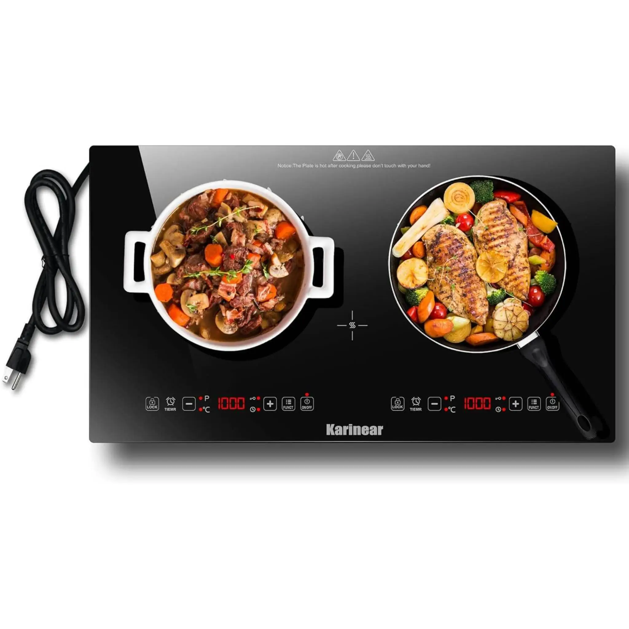 Karinear Portable Durable Burner, Electric Radiant Ceramic Cooktop, Sensor Touch, Timer, Safety Lock  electric stove level adjustable temperature, Mul