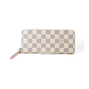 Pre-owned Louis Vuitton Canvas Small Leather Goods Portefeuille Clemence Damier Azur Long Wallet