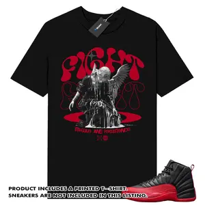 Unisex T-shirt to match Jordan 12 Flu game Sneaker - Fight. 100% Cotton for Casual Wear. Comfortable Summer Unisex T-Shirt to match Jordan Sneaker. Streetwear Style. urban outfitters
