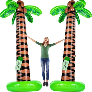2 Pack 102 Inch Giant Inflatable Palm Tree Blow up Palm Tree Balloons Artificial for Summer Hawaiian Tropical Beach Decorations Luau Pool Supplies Photo Booth Prop