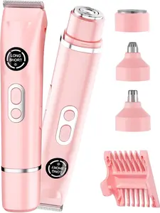 Bikini Trimmer for Women, Electric Shaver and Razor Rechargeable 2-in-1 Body and Facial Epilator, Dual Heads for Painless Trimming of Pubic Hair, Face, Underarms and Legs, IPX7 Waterproof. Christmas Gift New Year Gift Shaving Grooming