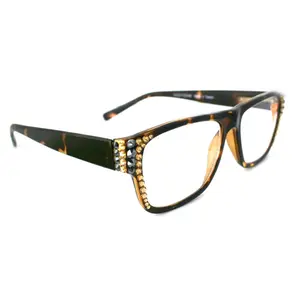 Brooklyn, (Bling) Reading Glasses for Women W (Hematite + L. Colorado) Genuine European Crystals. +1.25..+3  Square. NY Fifth Avenue