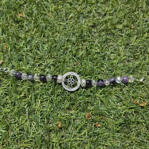 Amatista Witch Knot Bracelet with Purple and Clear Beads and Sparkling Accents
