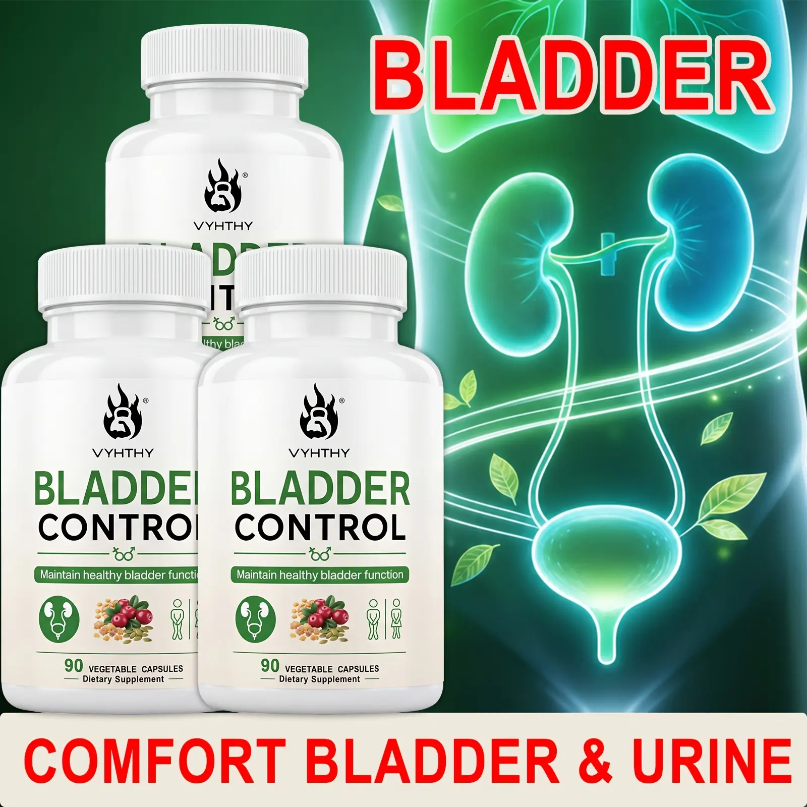 Capsules for Bladder Control Featuring Pumpkin Seed, Cranberry, And Boswellia, Promoting Urinary Tract Wellness, High-Quality Formula, Appropriate for Both Men And Women - Top-Notch Supplement - 90pcs-VYHTHY