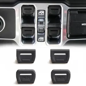 4PCS Window Switch Button Control Cover Trim Interior Accessories for 2018-2024 Jeep Wrangler JL Gladiator JT,Upgraded Window Switch Control Button Cover,Window Control Button Trim(Black)