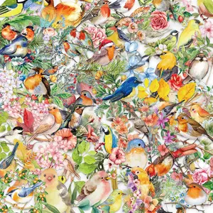 Bird Pattern Sticker, 50pcs/set Watercolor Bird Decorative Sticker, DIY Decals for Water Bottle, Laptop, Phone Case, Scrapbooking, Journal Making, Craft Supplies for Scrapbooking