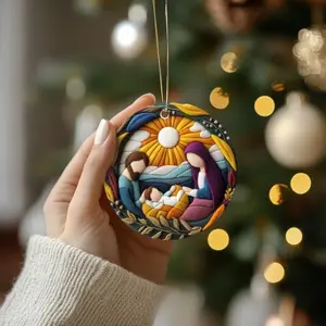 Nativity Christmas Ornament, Christmas Holiday Decorating, Jesus Ornament, Unique Christmas Decoration, Colorful Christmas Ornament