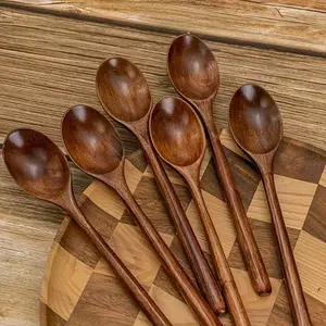 6pc Wooden Soup Spoons, Creative Appetizer Spoons, Yogurt Milk Spoons, Breakfast Oat Milk Stirring Spoons, Cute Cutlery Tableware Kitchenware Dinnerware Bar Drink Party Wedding Valentine Gift
