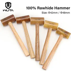 WUTA Rawhide Mallet 48mm Leather Hammer with Wood Handle for Stamping Jewelry & Leather Work 11oz Durable Hickory Craft Tool