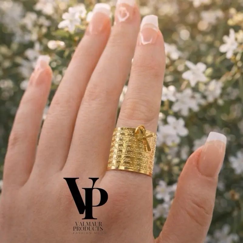 Valmaur Products Faithful Promise Prayer Ring Gold Plated- Adjustable ring Stainless Steel Premium