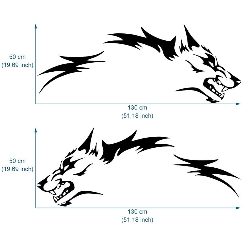 2Pcs Wolf Totem Vinyl Car Decals - Featuring Tribal Tattoo Designs, Self-Adhesive Side Door Wolf Decal, Suitable for SUV, Off-Road Vehicles, Car Hood, Trunk - Glossy Surface, Irregular Shapes, Universal Waterproof Vinyl Sticker, Sticker for Cars