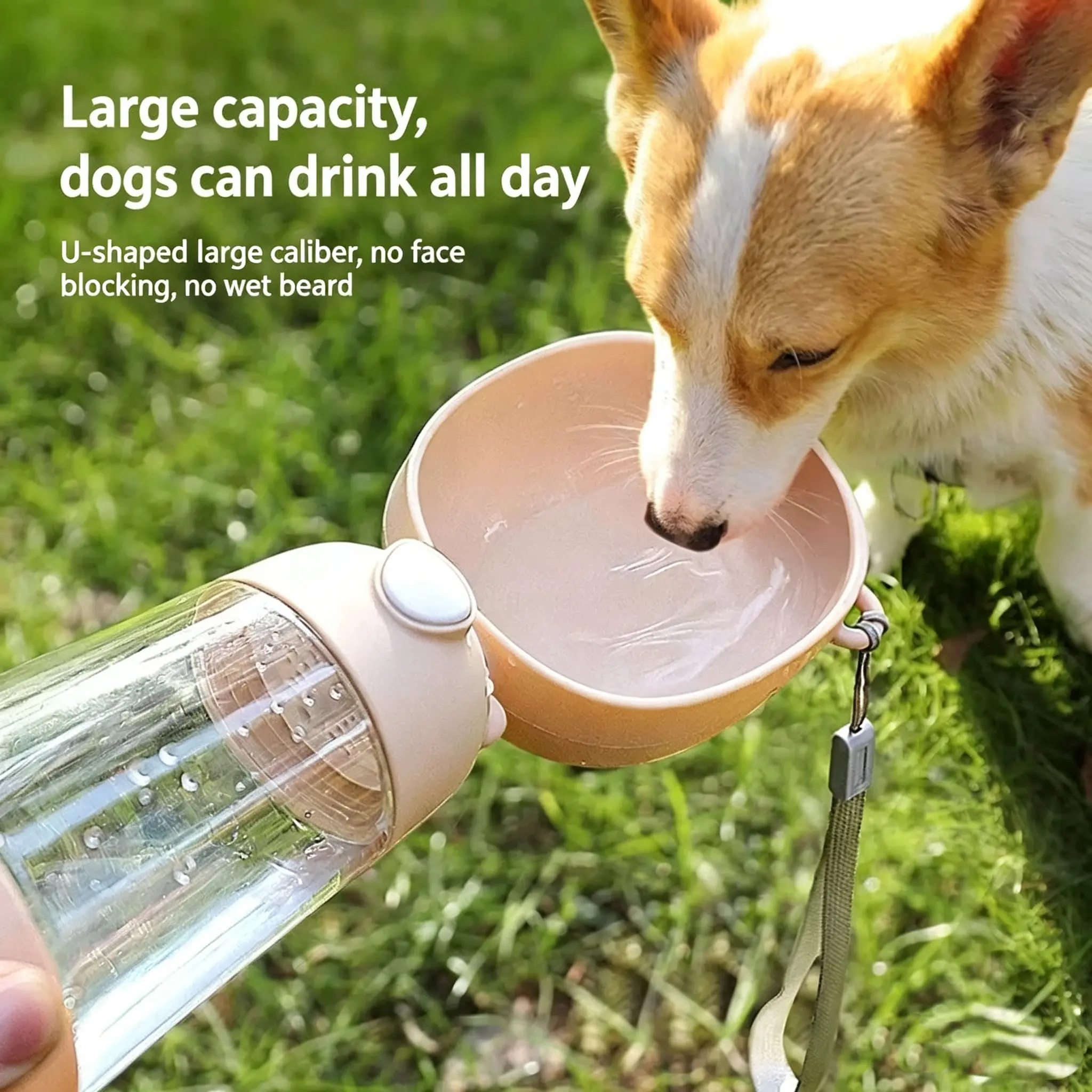 2-in-1 Multifunction Pet Dog Drinking Water Bottle with Silicone Foldable Puppy Feeding Bowl, Bowl/Dish