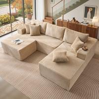 108“ Beige Right Chaise Sofa With Ottoman