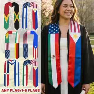 Custom Flag Graduation Stole, 1-5 Flags Personalized Sash, Class of 2026, Heritage Country Flag Stole, International Student Gift
