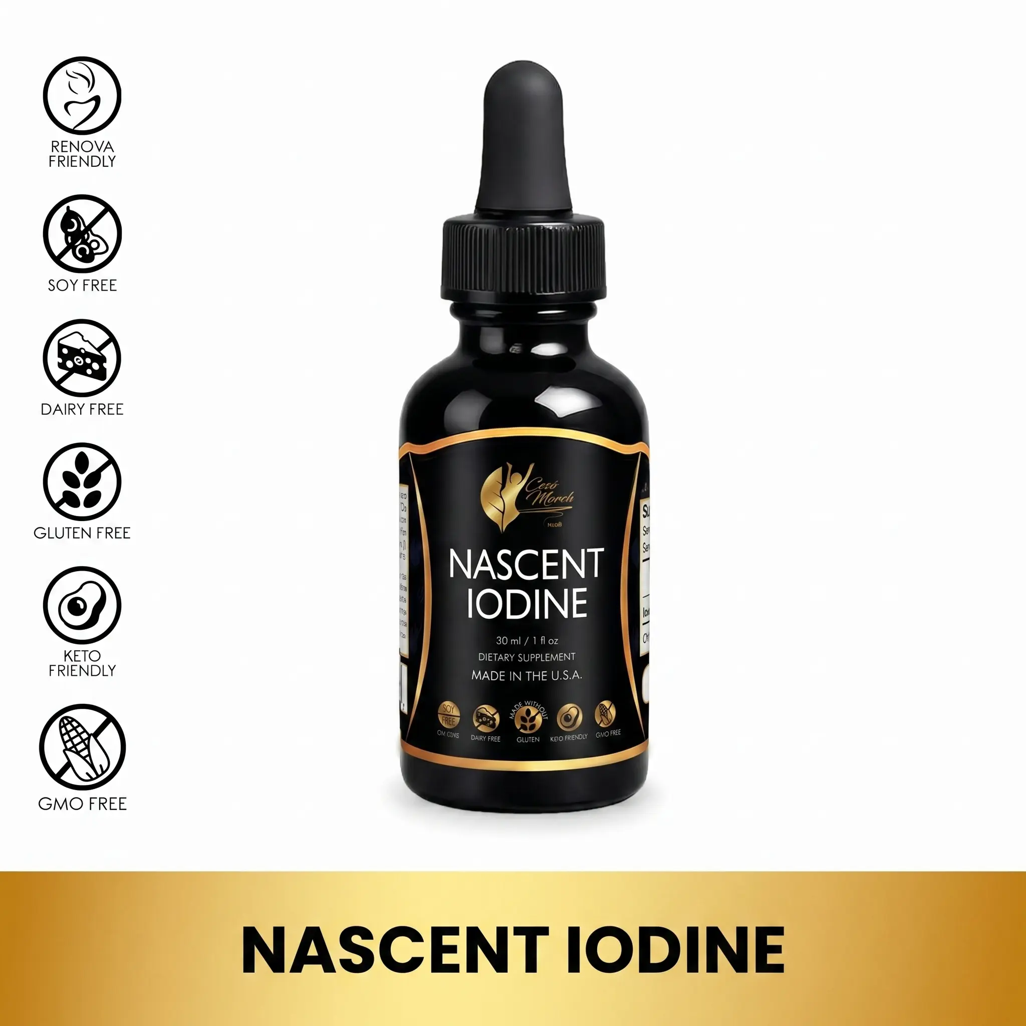 Coco March N.M.D Nascent Iodine Dietary Supplement 1 Fl oz, 500 Servings Fitness Healthcare Natural Bathroom Edible