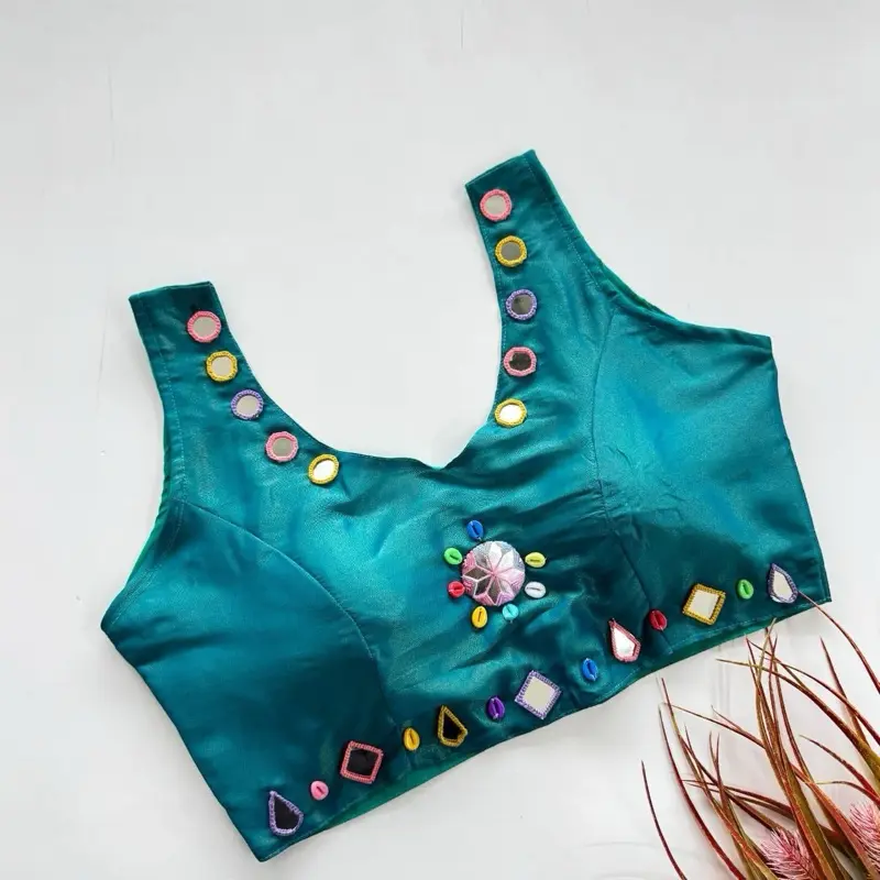 Women's Chaniya Saree Blouse for Navratri Indian Party Wear Garba Night with Colorful Embellishments