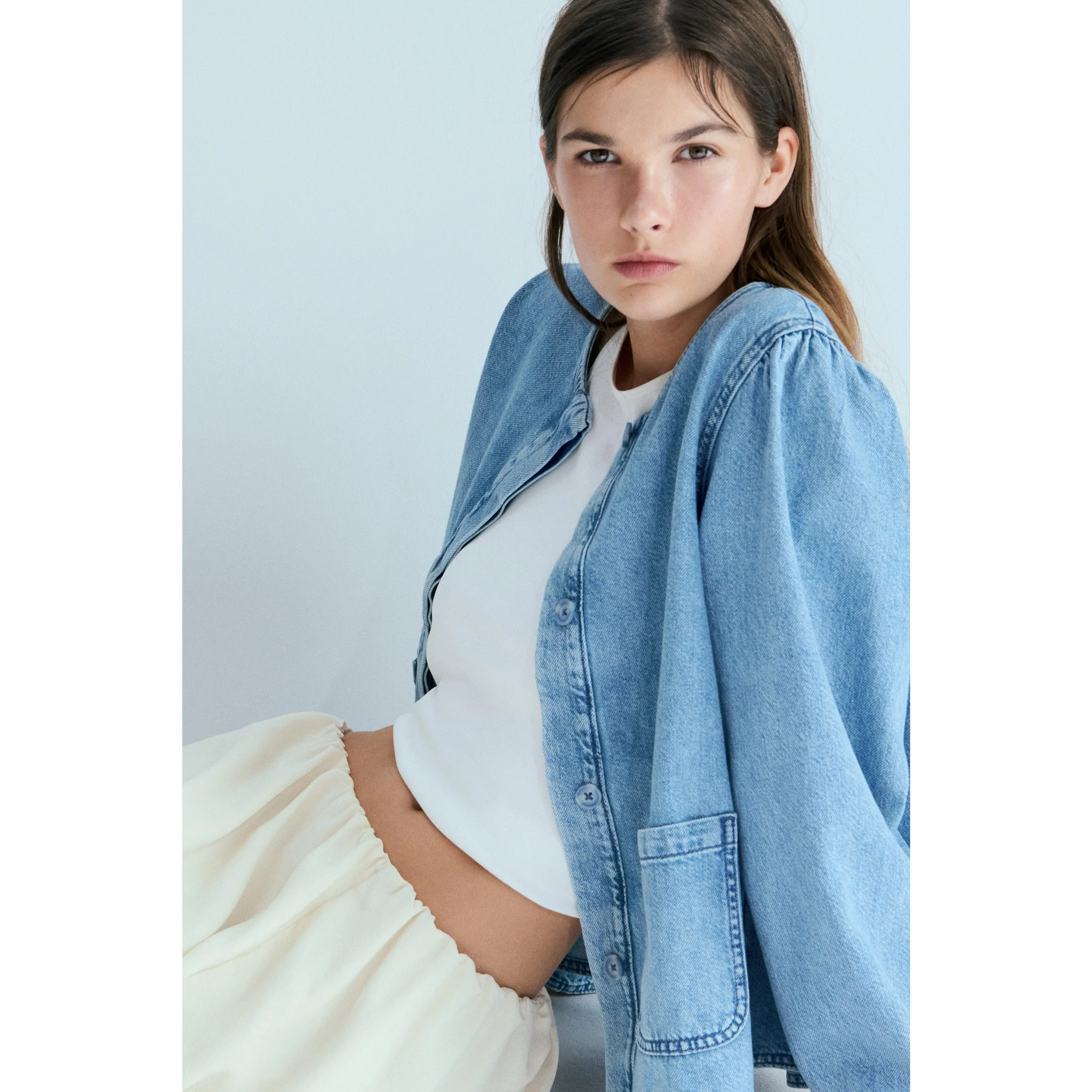 puff sleeve denim jacket - TikTok Shop