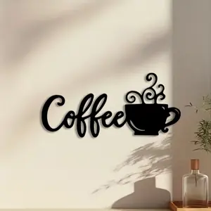 1pc Coffee Metal Wall Art, Coffee Statue Mural, Mural Decorations, Perfect for Kitchen Wall, Living Room Wall, Bohemian Wall, Christmas Decor, Ideal Gift for Coffee Lovers, Powder-Coated Metal
