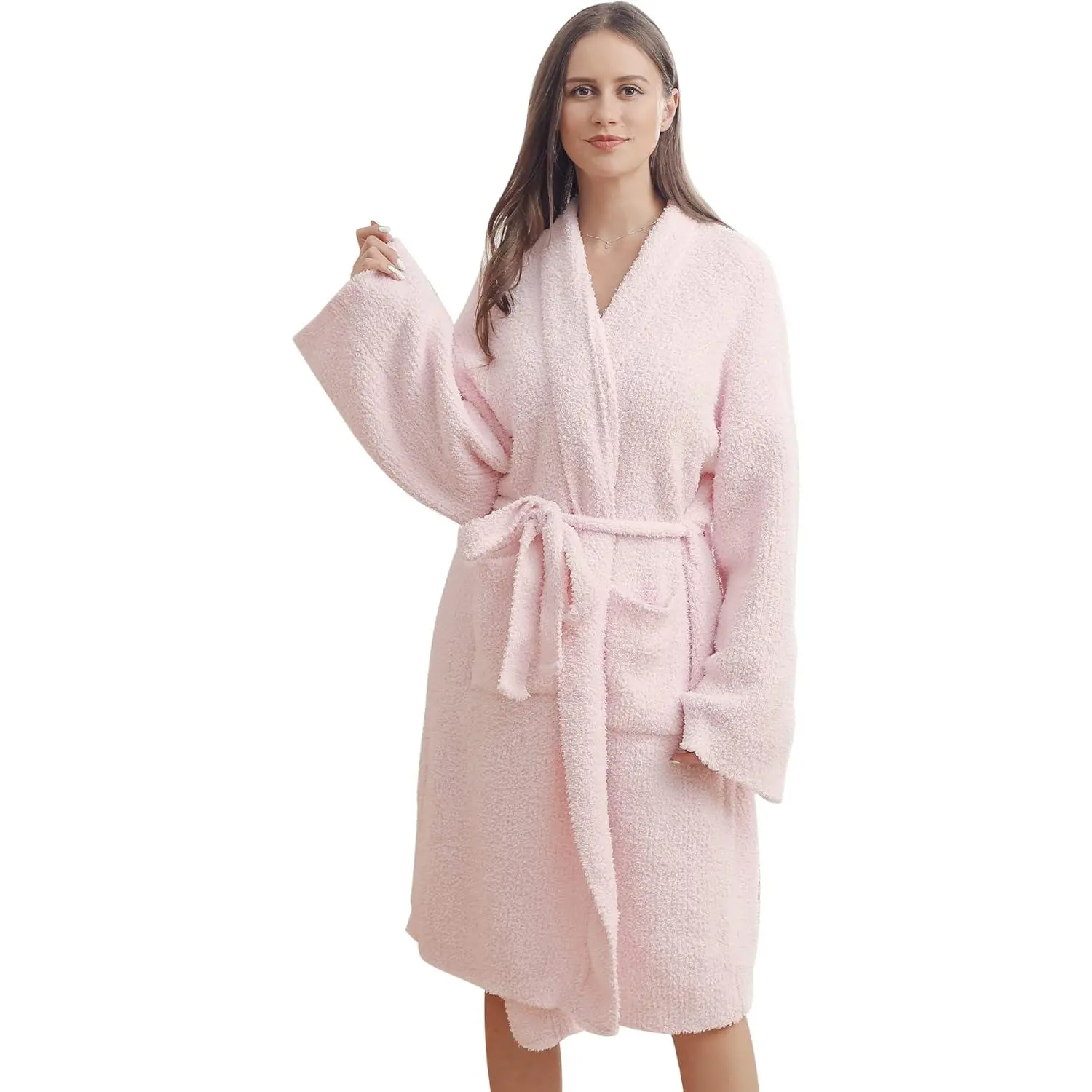 Hooded Robe Cozy Leopard Robe Lightweight Soft Plush Bathrobe with Pockets for Women