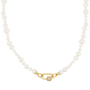 FRESH WATER PEARL NECKLACE WITH STONED LOCK