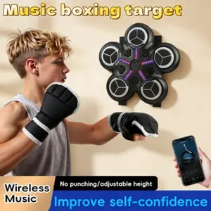 Bluetooth-compatible Smart Music Playback Boxing Machine, Hanging Reaction Sandbag Punching Bag, Home Fitness Stress Relief, Includes Gloves & Charging Cable