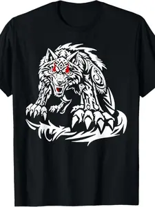 Jacob Fatu Wolf Signature T-Shirt - Breathable Cotton Tee with Wolf Print, Slight Stretch Casual Crew Neck Short Sleeve Top Suitable for - Wear & Everyday Outfits - Comfortable Fan Merchandise for Events/Outings