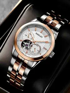 MIGE ladies' skeleton mechanical watch, fully automatic movement,  trendy design, suitable for business casual and outdoor use, suitable for daily wear and gift giving, no batteries required 1206 gold quartz watch business waterproof fashion watch