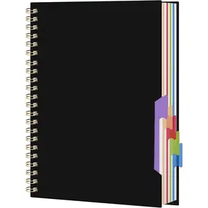 A4 Spiral Notebook with Dividers, 200 Pages Thickened Paper, Horizontal Line Journal for Office and Students, School Notebooks