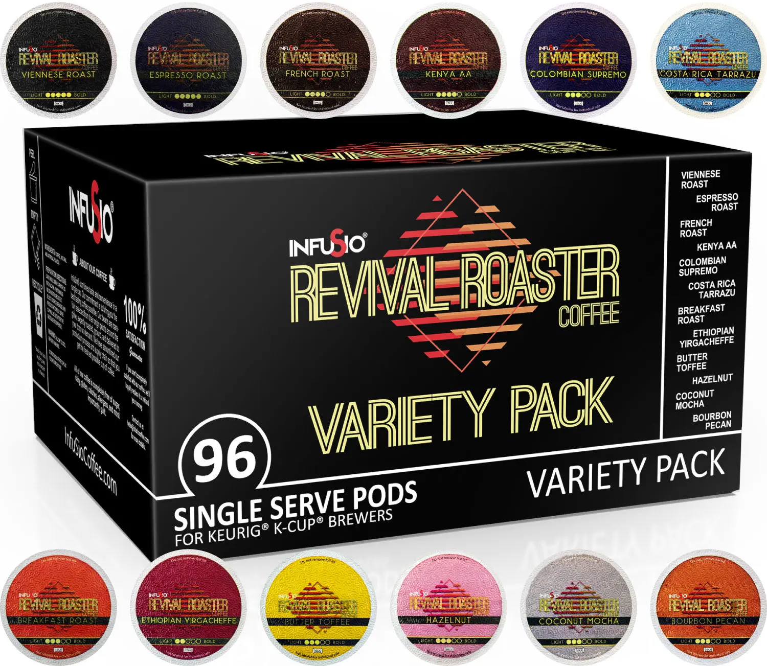 Revival Roaster Single Serve Coffee Pods Variety Pack (12 Different Flavors)
