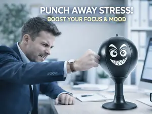 Super-Grip Desktop Punching Bag with Fast-Rebound Carbon-Steel Spring & PU Ball for Stress Relief Office Home Gift Includes Hand Pump Boxing Equipment Boxing Pad