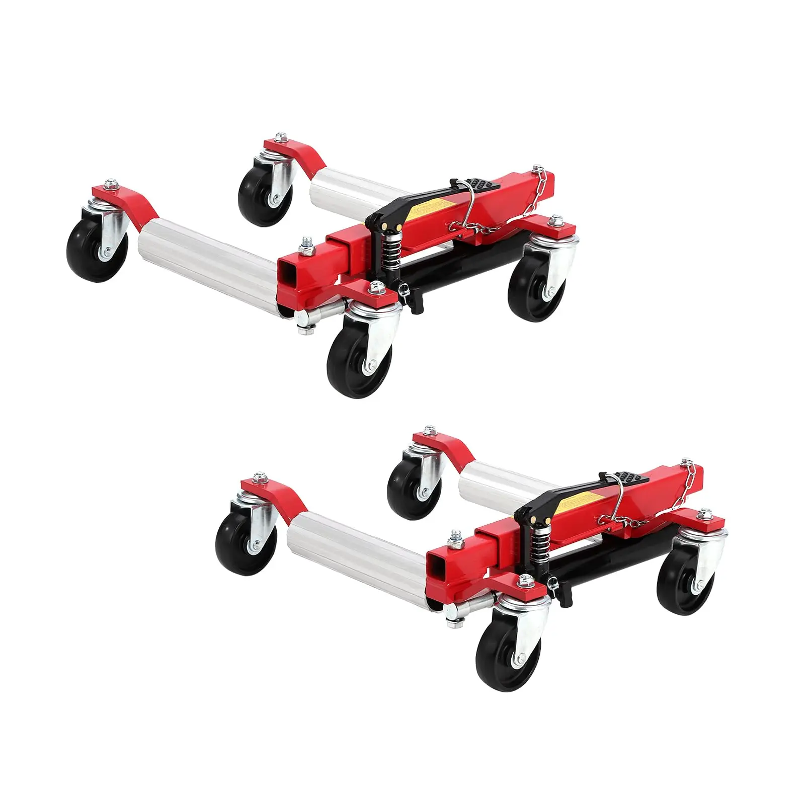 Garvee 2-Piece Aluminum Body Vehicle Lift Dolly Jack Set - 1500lbs Each Capacity, Foot-Operated Hydraulic Pump Skates, Steel Twin Rollers, Ratcheting Foot Pedal, 4-in Ball-Bearing Casters, 360° Swivel Movement, Auto Repair Tools