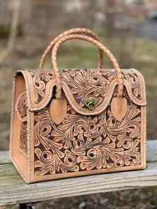 Hand-tooled Leather Small Weekender "ROMMY" by ALLE, Duffel Bag