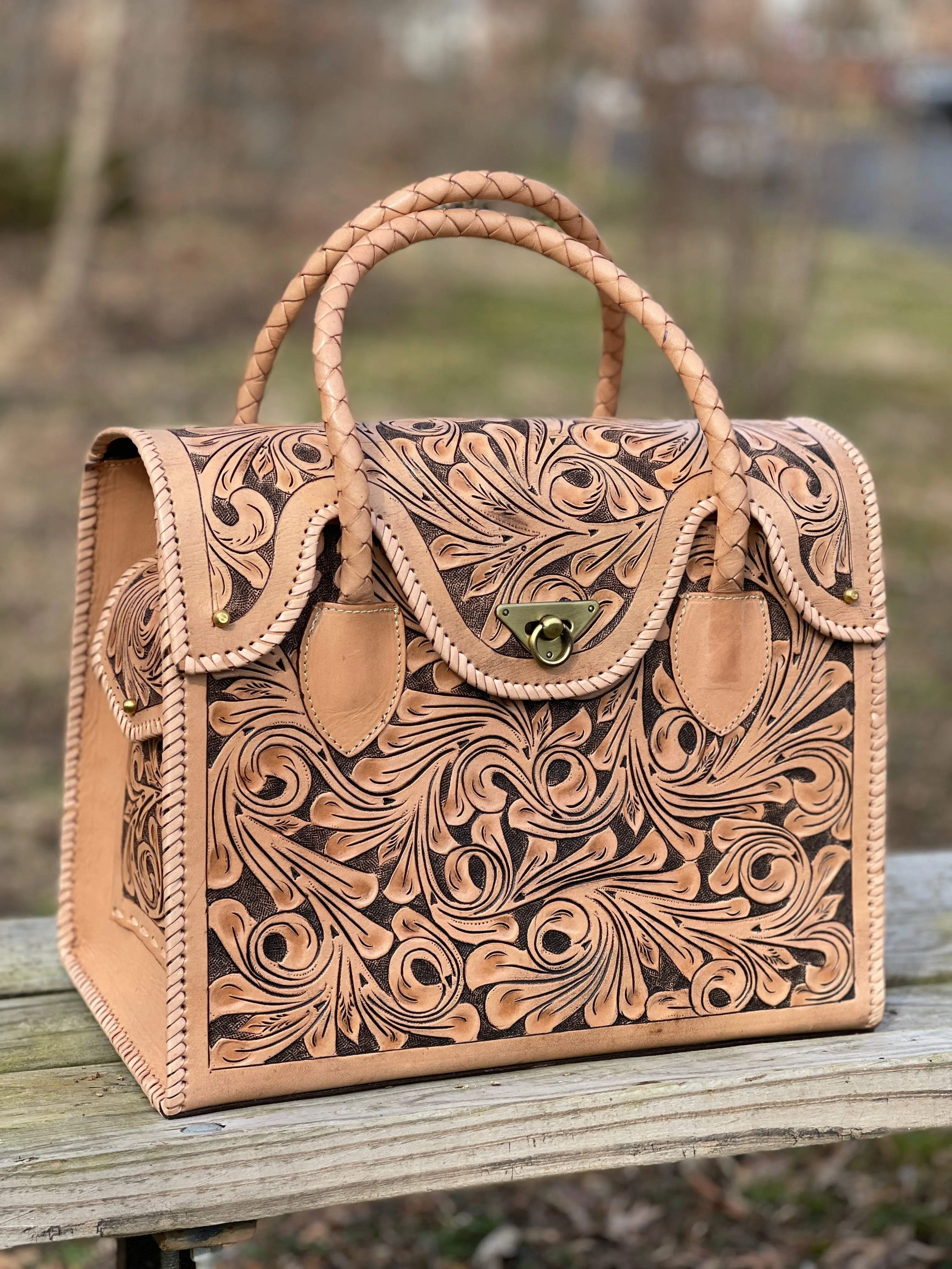 Hand-tooled Leather Small Weekender "ROMMY" by ALLE, Duffel Bag