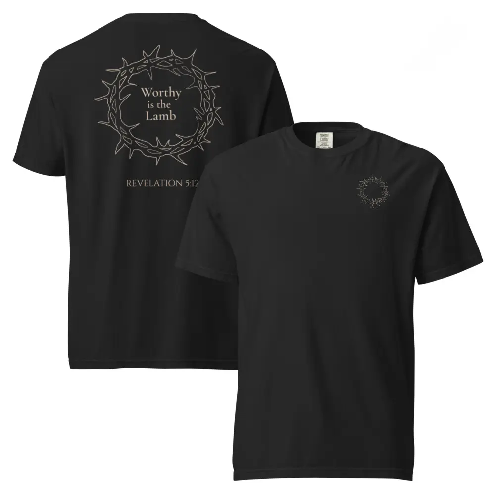 Worthy Is the Lamb T-Shirt | Revelation 5:12 | Christian Graphic Tee Bottom Cotton