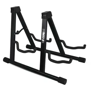 5 Core Double Guitar Stand A Frame Shape w Foam Arms Supports Acoustic Electric Bass Ukulele Banjo
