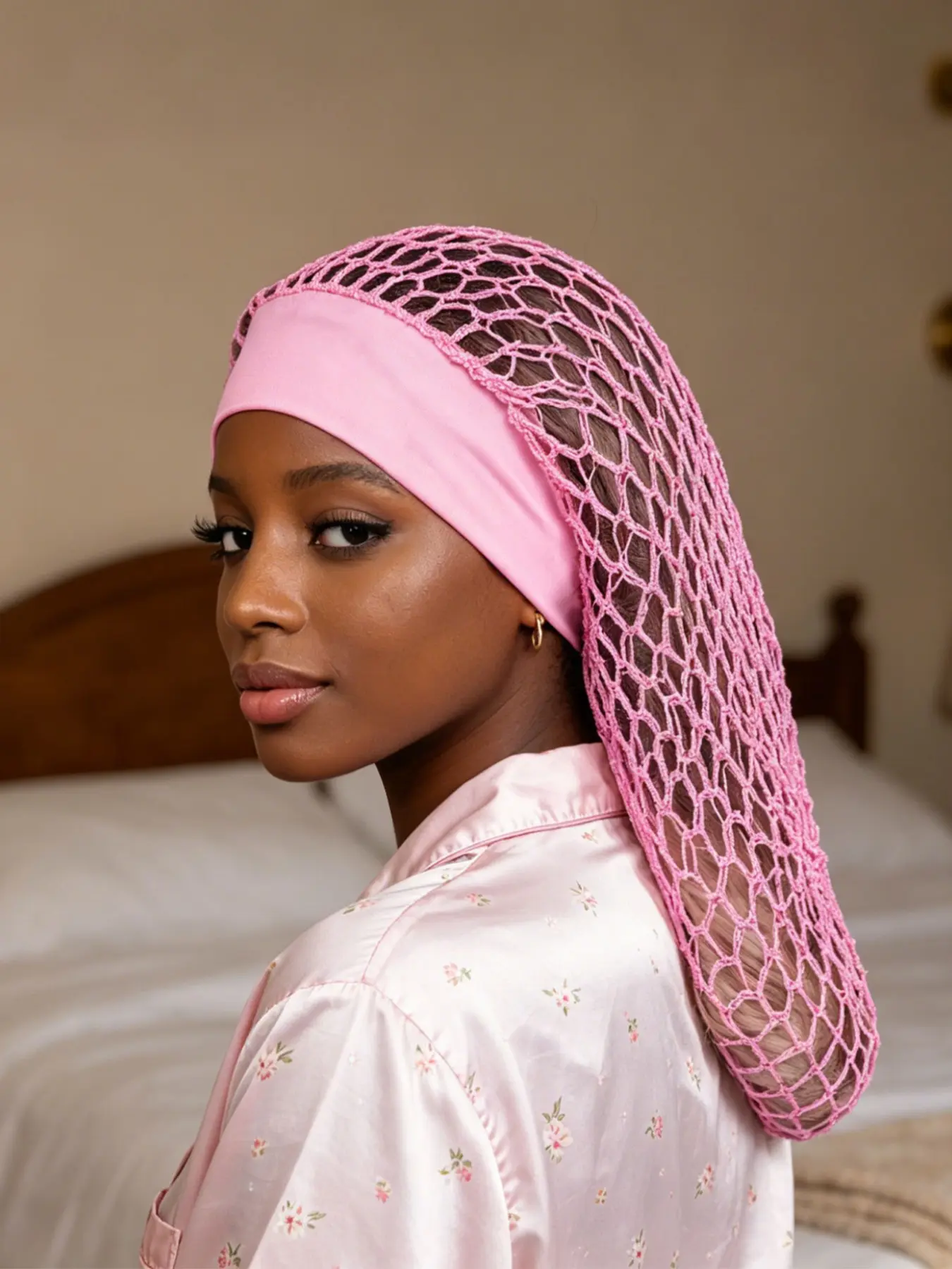 Long Crochet Hair Net Sleep Cap, Women's Hair Cover/knit Hat, Comfortable Nighttime Head Coverage, Ideal for Sleeping Use, Hair Wrap Cap