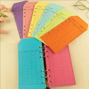 Compact A6 Ring Binder with Dual Clips and Budget Envelope, Color-Coded System for Budget Tracking, Durable Plastic Folder for Home Office, Envelopes Saving Binder