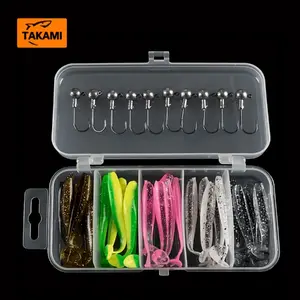 Takami 35-Piece Soft Bait Fishing Lures, Dual-Color T-Tail, Multicolor Silicone Plastic, Hunting and Fishing Gear, Soft Bait Set