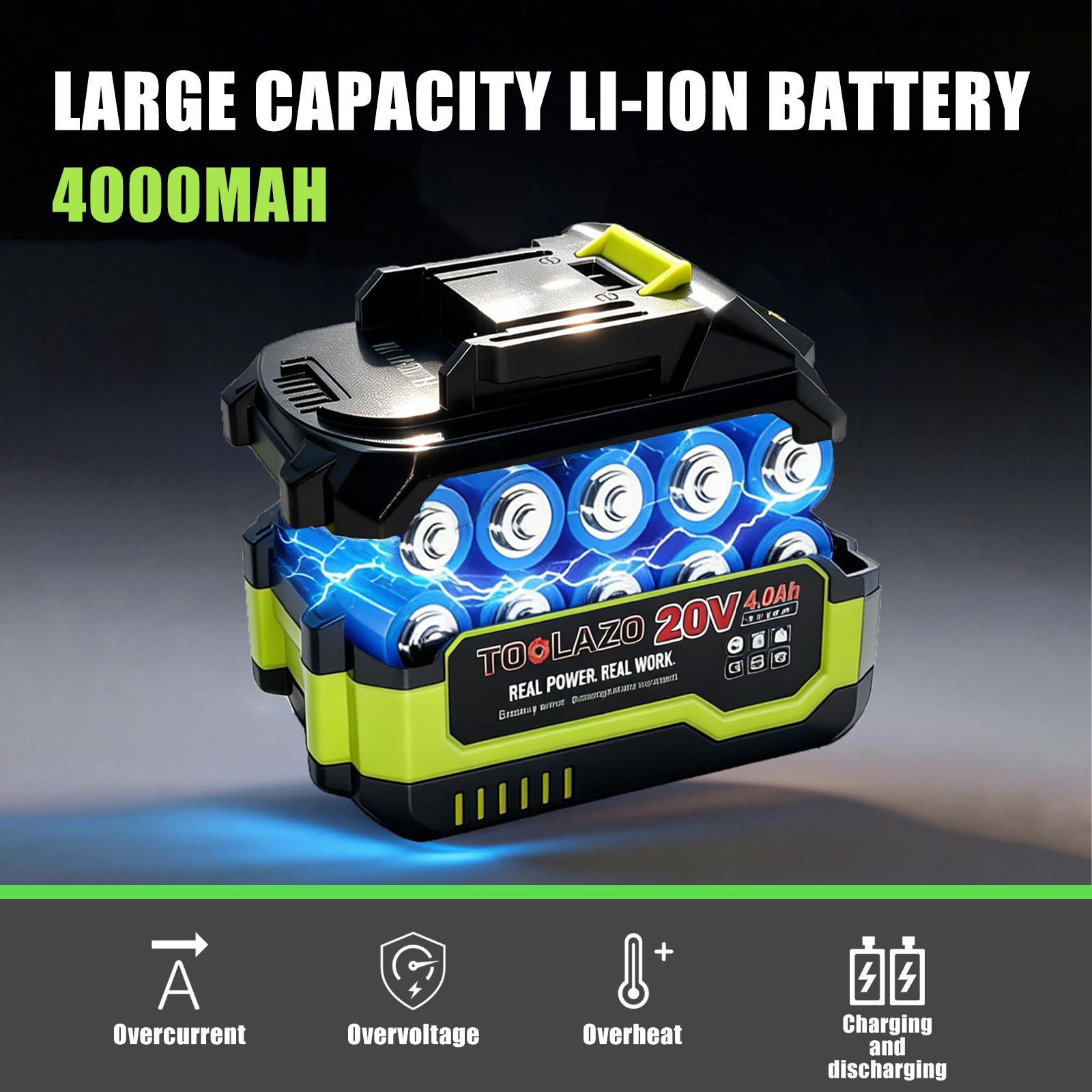 20V 2-in-1 Cordless Leaf Blower Vacuum with 4.0Ah Battery and Fast Charger, 3-Speed 10000RPM Handheld Power Blower for Leaves, Dust, Car Drying, Light Snow, Yard and Garage Cleaning