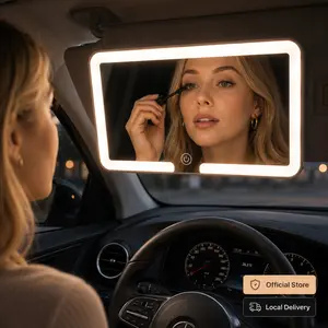 Rechargeable Car Sun Visor Makeup Mirror with Dimmable Led Lights Touch Control Vanity Mirror for Easy Application Universal Size for Car Interior Accessories