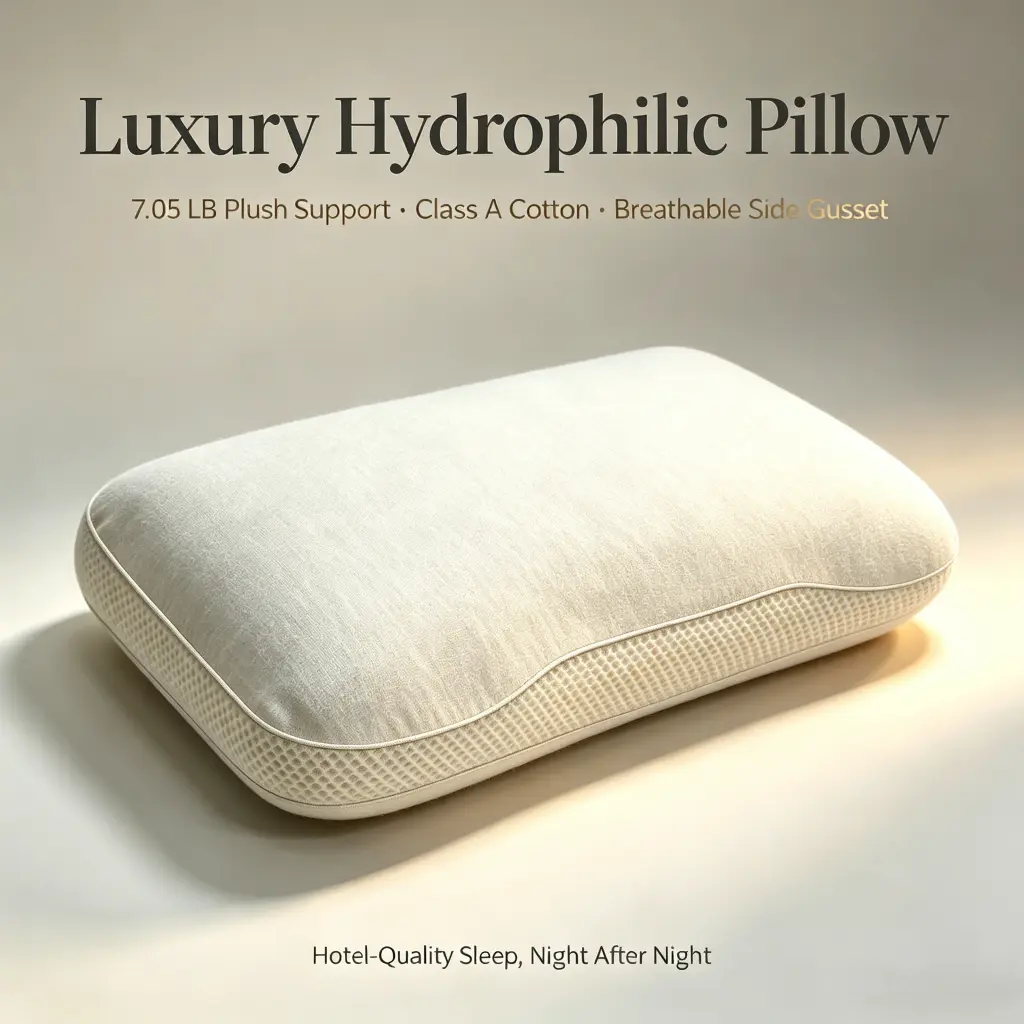 Ultra-Luxury Oversized Cervical Pillow Made of 100% Hydrophilic Cotton, Temperature-Regulating Sweat-Wicking Cotton Cover, Firm Support Pillow for Sore Neck & Insomnia Relief