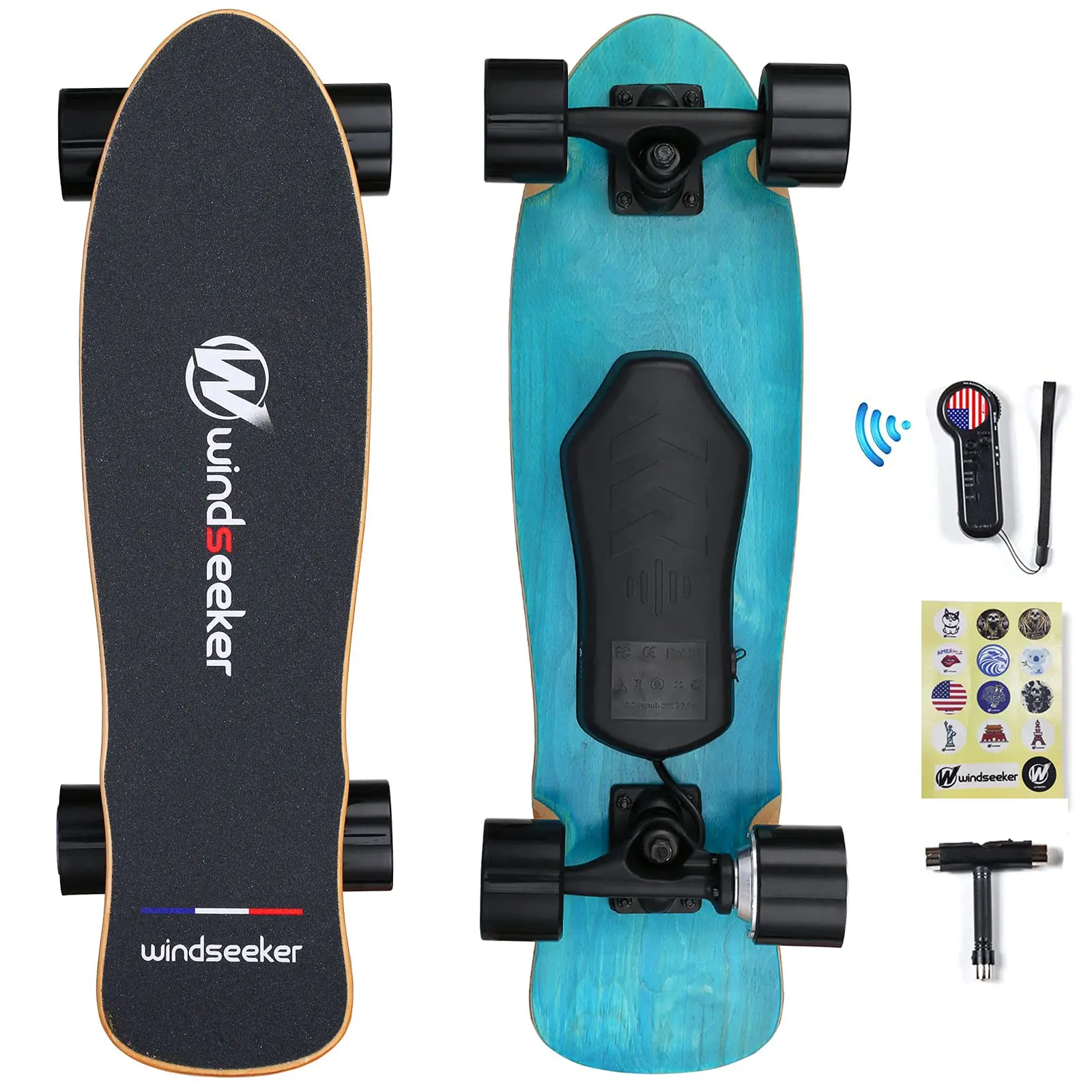 7-Layer Maple Electric Skateboard with EBS Brake System, Intelligent Brushless Control, 350W Motor, 20 km/h Top Speed, 74*51mm Wheels – Lightweight Mini Cruiser for Beginners