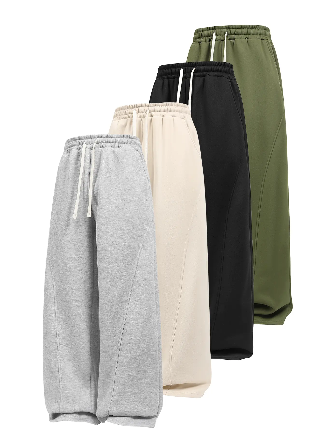 Men’s Fleece Thermal-Lined Grey Wide Leg Sweatpants, Oversized Loose Fit with Drawstring Waist - Casual Menswear for Fall/Winter, Everyday Wear, Grey Sweatpants