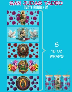 San Judas Tadeo UVDTF Bundles - 16 Oz Libbey Glass Can Wrap
