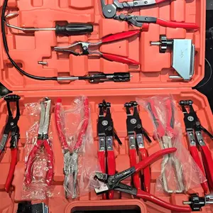 9PCS Hose Clamp Pliers, Automotive Pliers Kit,Long Reach Hose Clamp Tool Remover for Water Hose and Automotive Coolant Radiator Heater with Flexible Wire Long Reach Hose Clamp and Flat Band Pliers #summerfinds