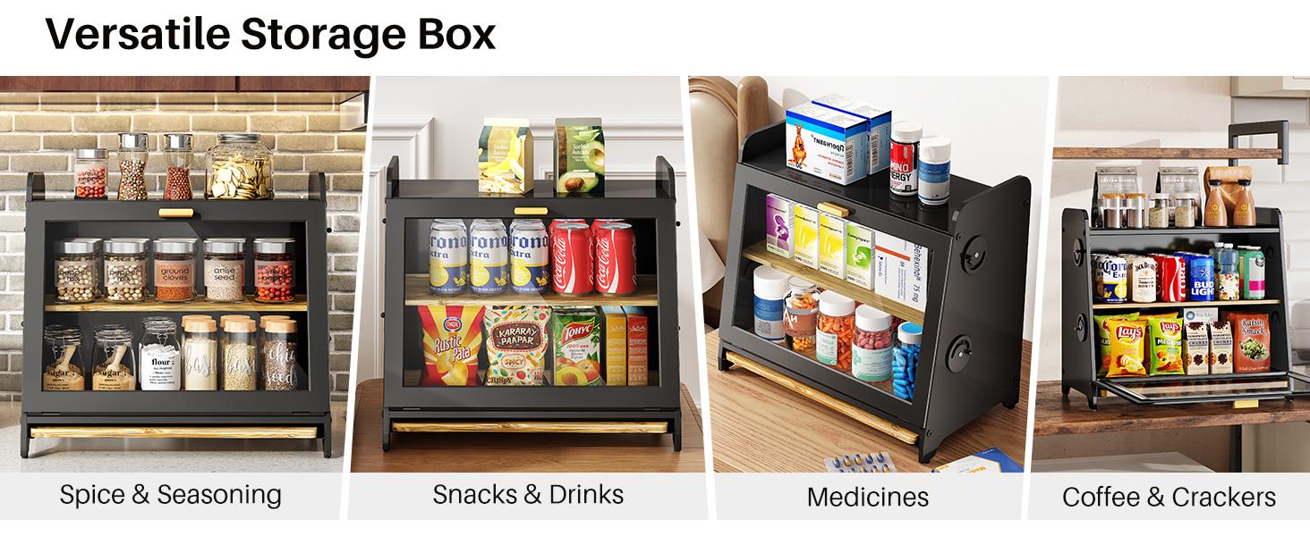 SNTD Bread Box for Kitchen Countertop, Airtight Homemade Bread Storage Container with Adjustable Vent Holes, Bamboo Cutting Board