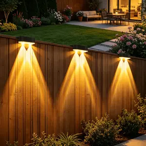 2pcs Solar Fence Lights, Outdoor Wall Lanterns with Warm Light, Solar Illuminated Lanterns, Solar Stair Lights, Solar Patio Lights for Fences, Patios, Steps, Backyard