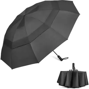 G4Free 42/46/54/62 Inch Large Golf Umbrella Compact Reverse Travel Umbrella 10 Ribs Windproof for Rain Double Canopy Automatic Open Close G4Free