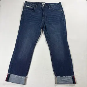 Tommy Jeans Womens 16 W33 Blue Cuffed Straight Raw Hem Y2K Denim Vintage 90s Fit