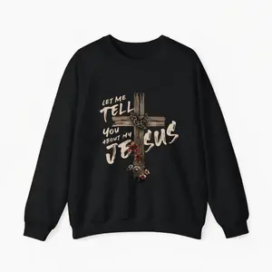 Women's Statement Sweatshirt For Spring – Floral Cross And Inspirational Quote Graphic Womenswear Tops Hoodied Classic Cotton Hoodie